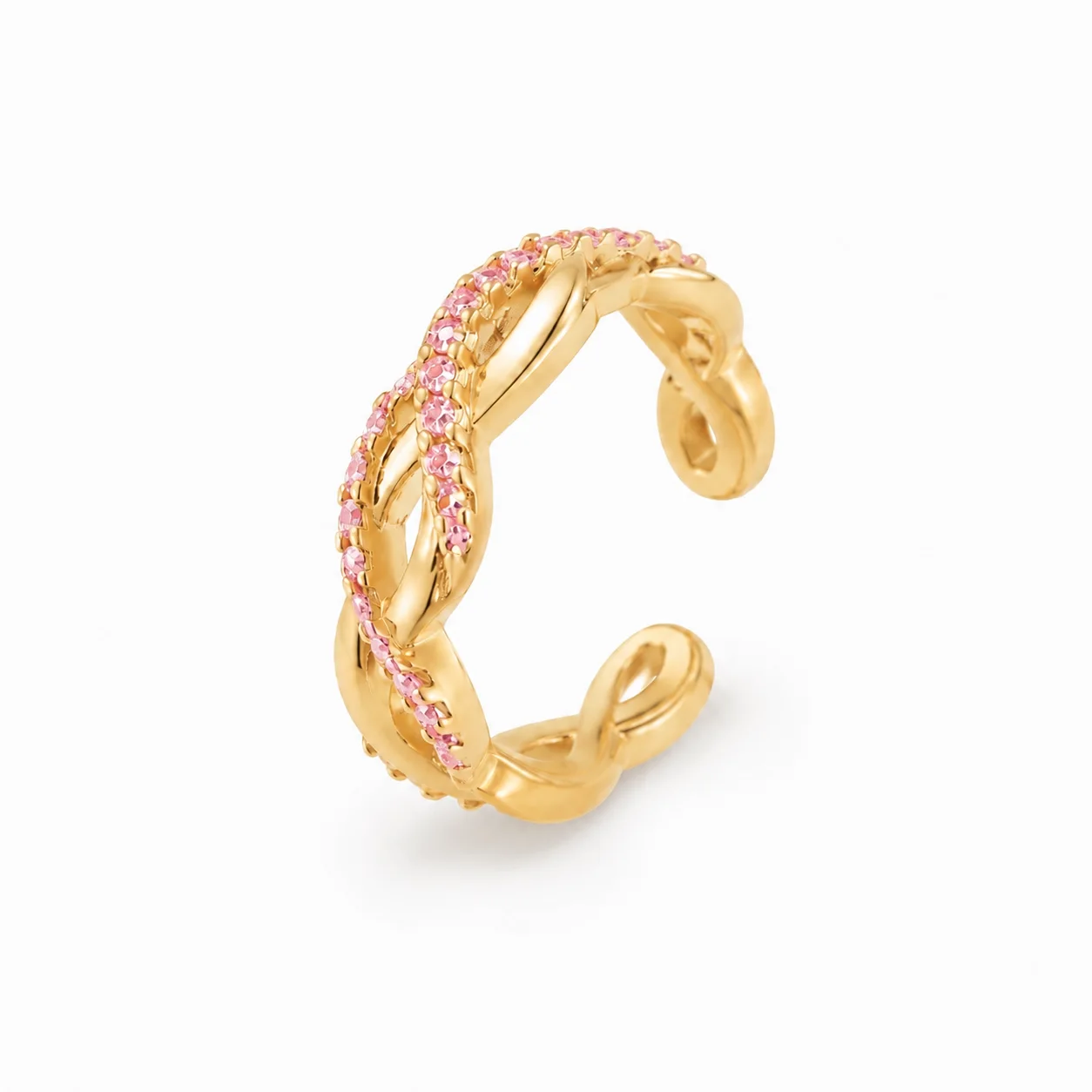 Earcuff de acero enlazado rosa