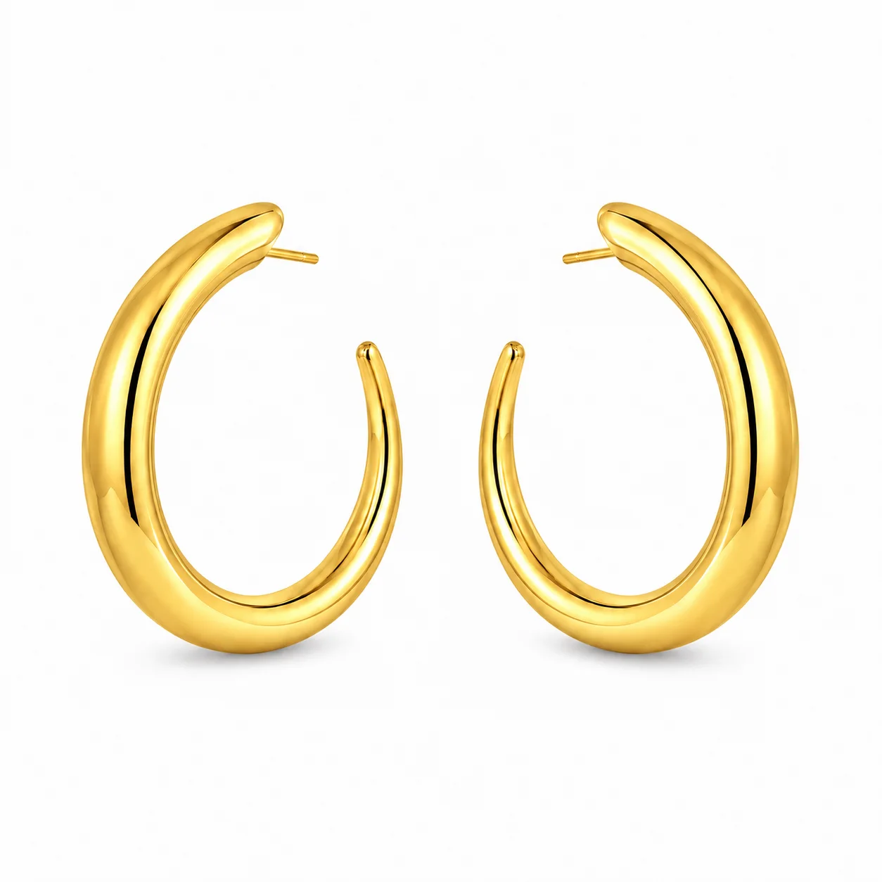 Aretes acero brillantes dorados 35MM