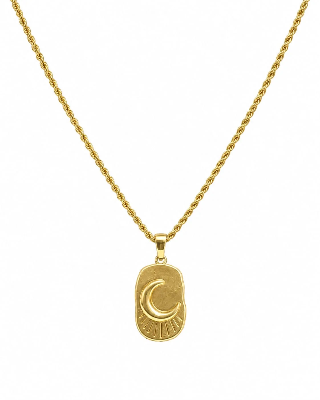 Collar placa luna 7 Twist en acero inoxidable