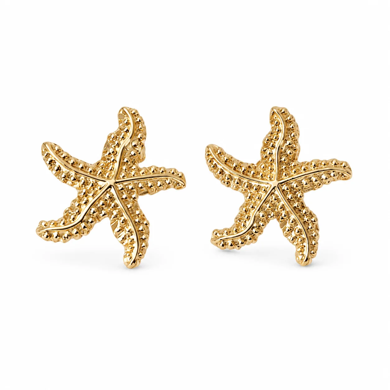Aretes estrella de mar dorados de acero inoxidable