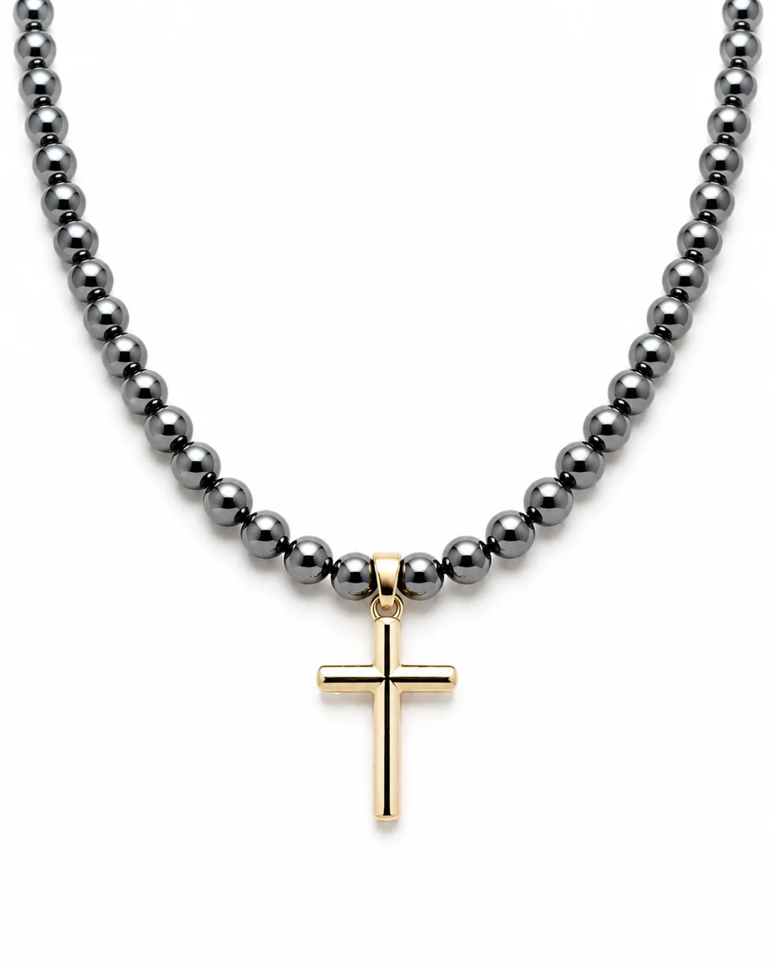 Collar cruz bicolor en acero inoxidable