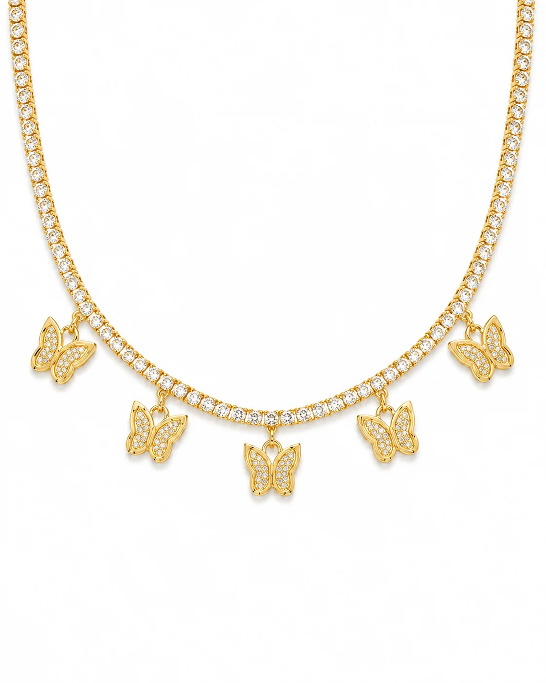 Collar gargantilla mariposas de acero inoxidable