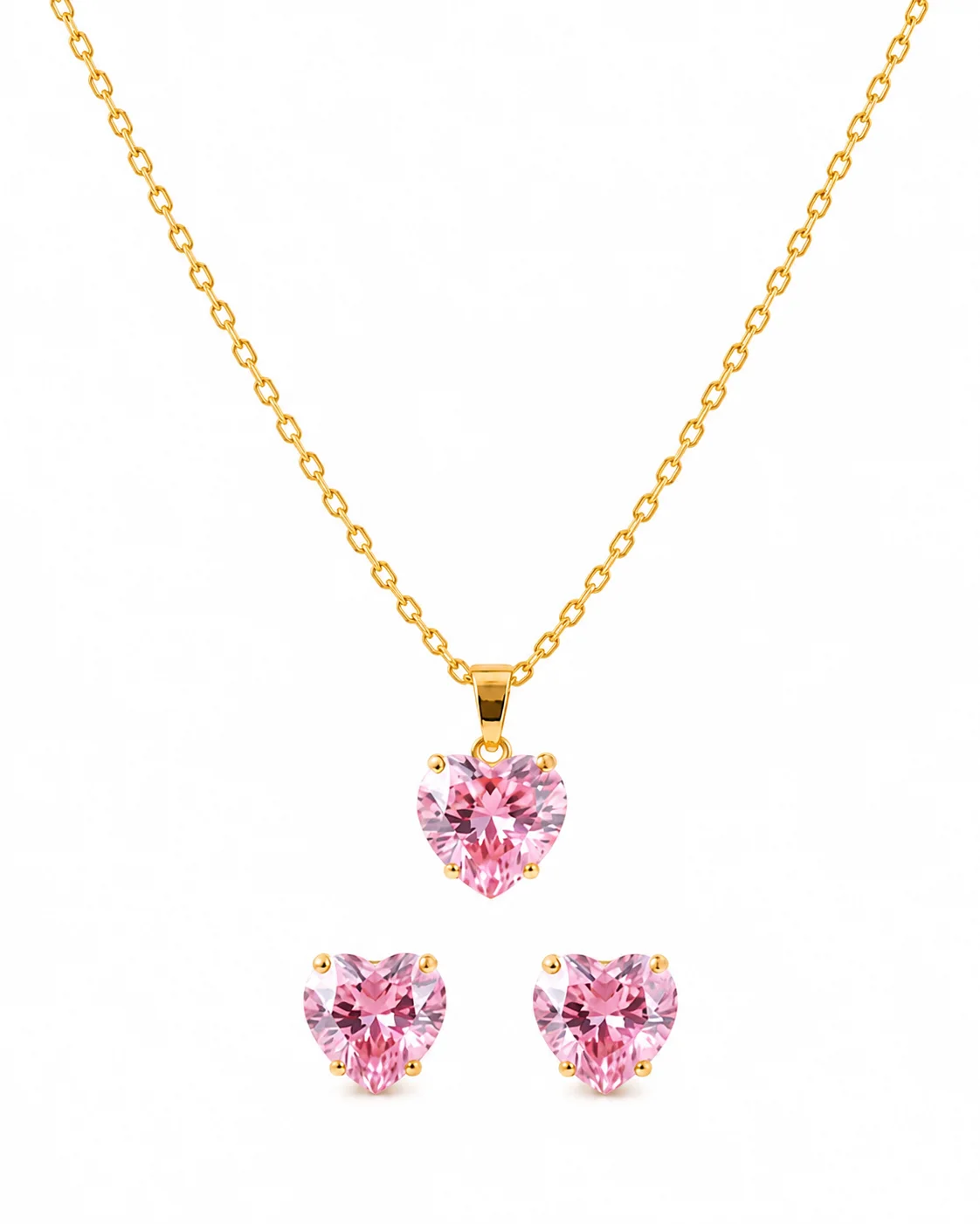 Collar de piedra de corazón rosado