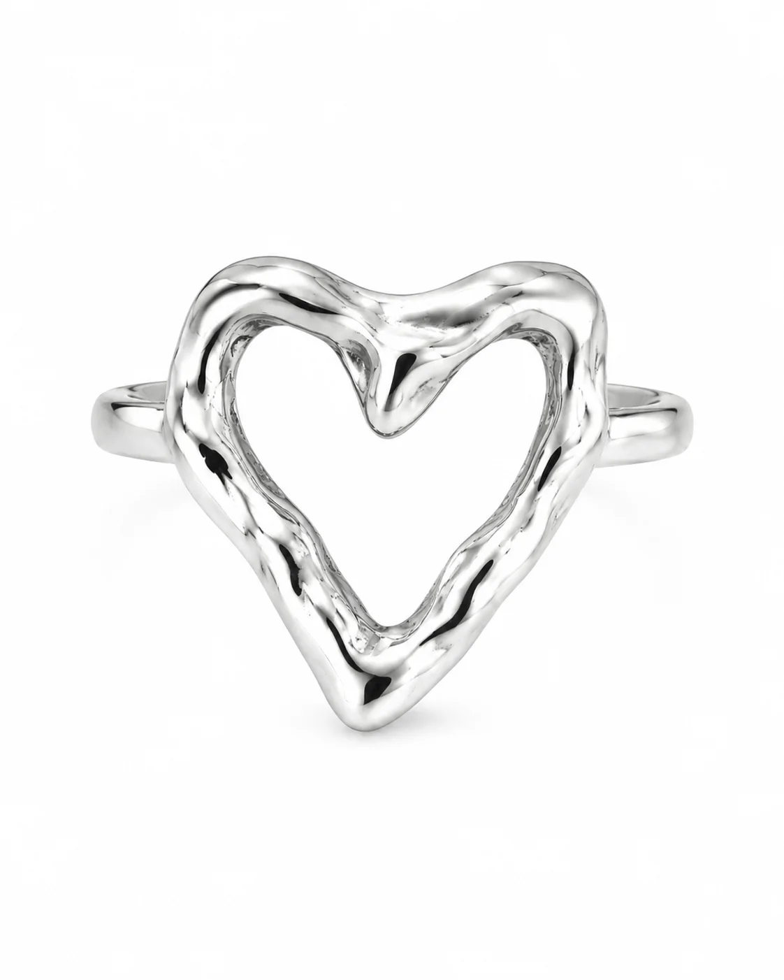 Anillo geométrico plateado ajustable (ACERO INOXIDABLE)