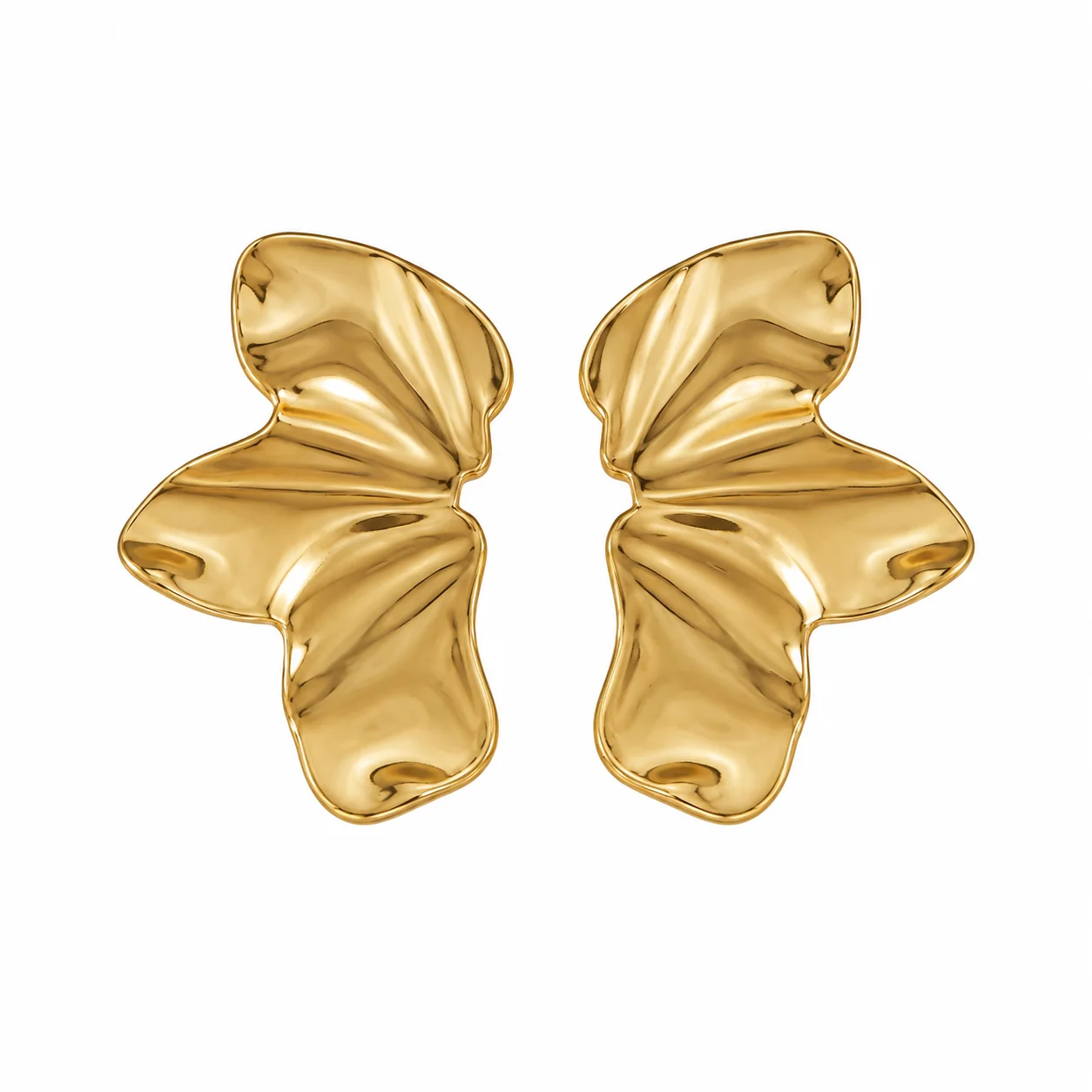 Aretes hoja dorados de acero inoxidable