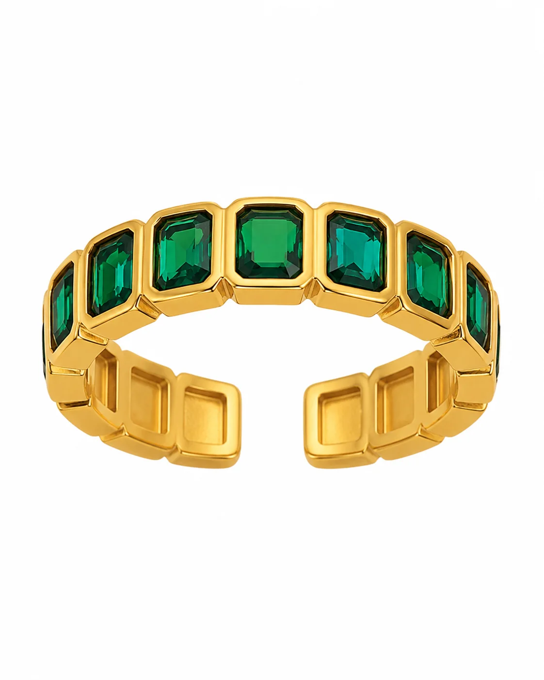 Anillo vintage verde ajustable (ACERO INOXIDABLE)