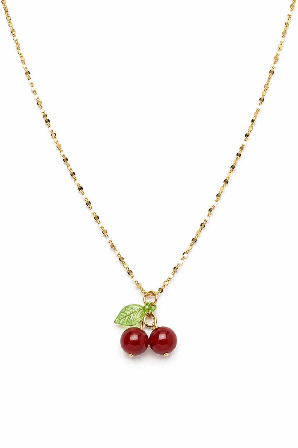 Collar cereza dorada minimalista en acero inoxidable