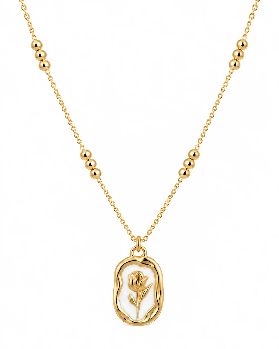 Collar flor dorado en acero inoxidable