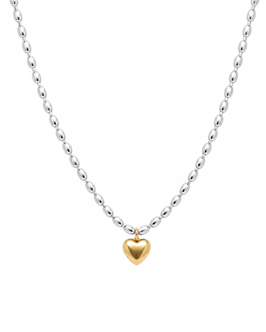 Collar corazón dorado minimalista en acero inoxidable