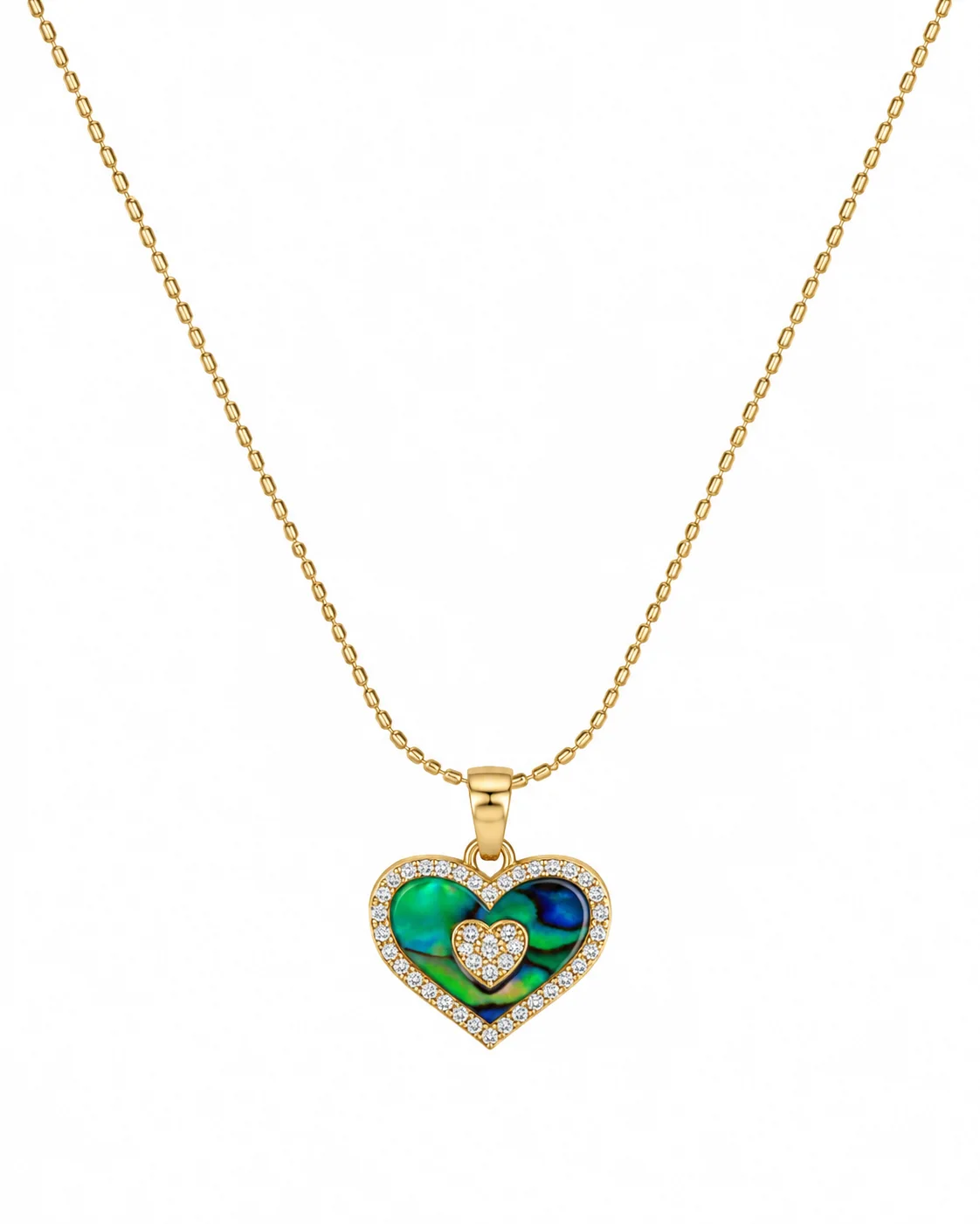 Collar corazón con circón dorado en acero inoxidable