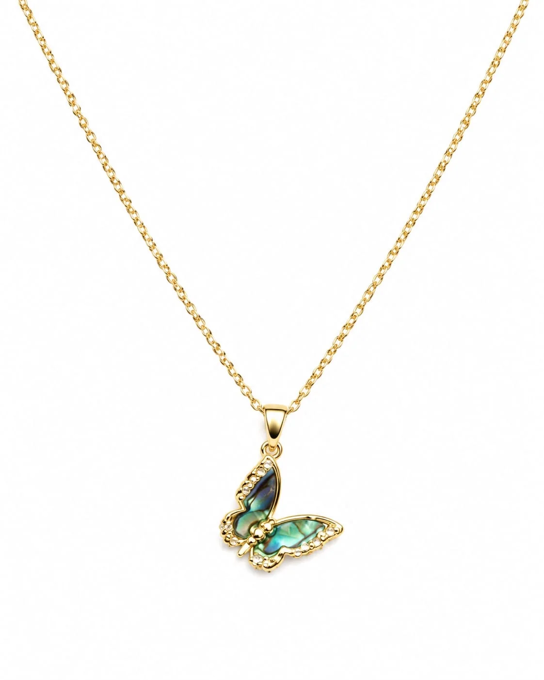 Collar mariposa dorado de acero inoxidable