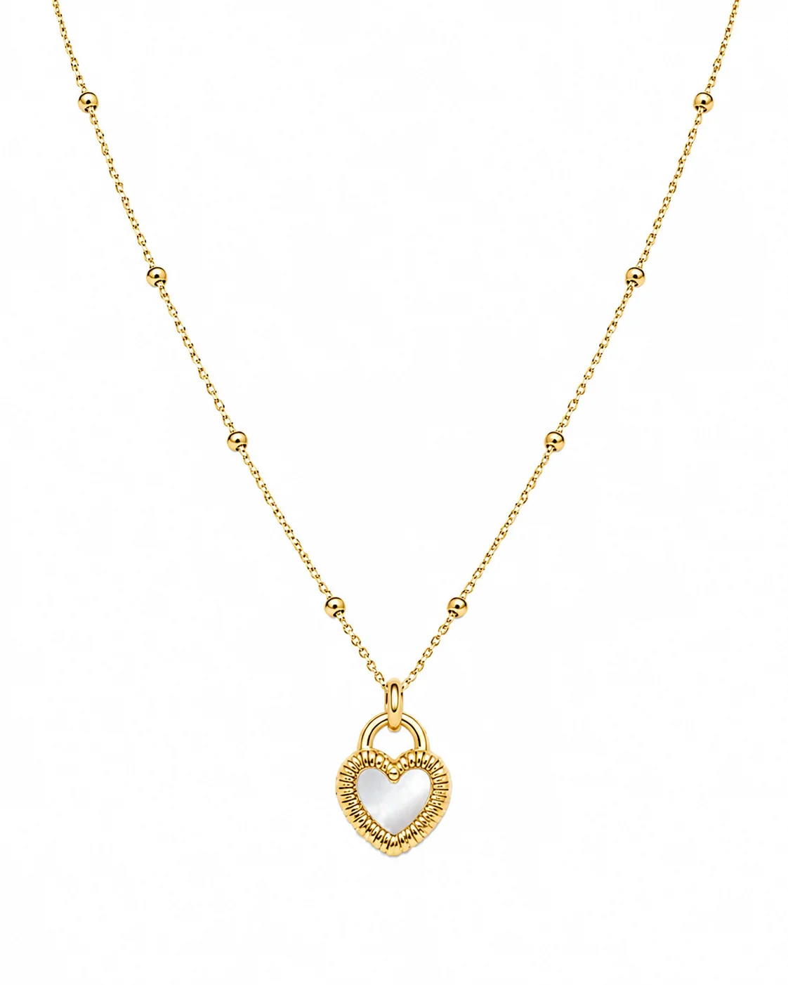 Collar corazón doble cara blanco y negro en acero inoxidable