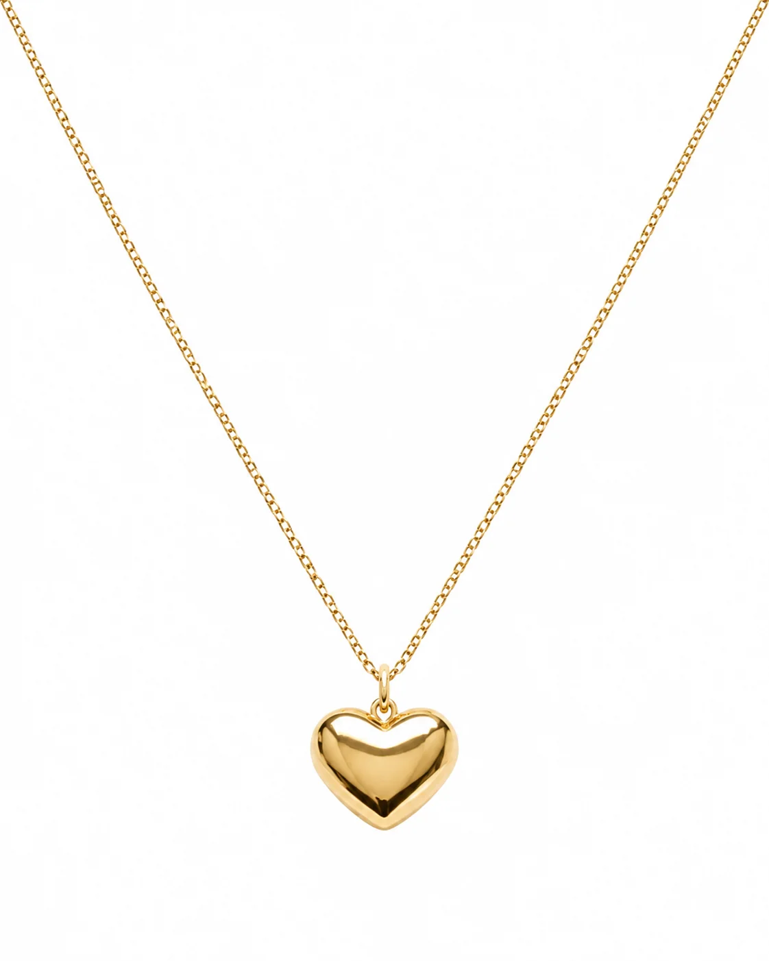 Collar corazón liso dorado en acero inoxidable