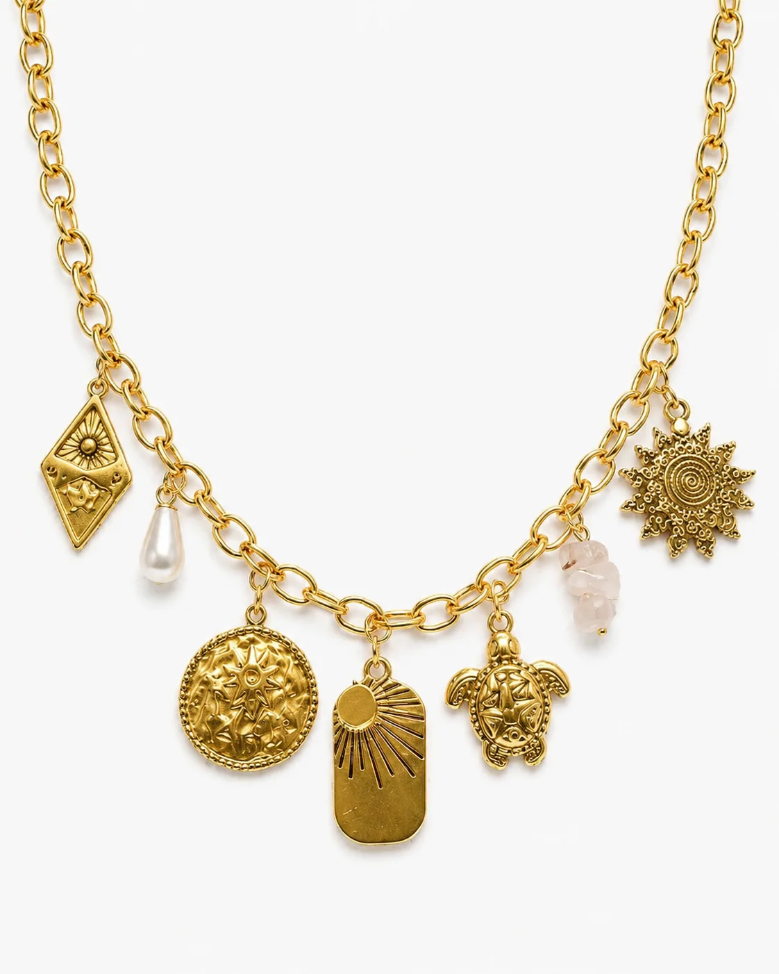 Collar de charms sol en acero inoxidable