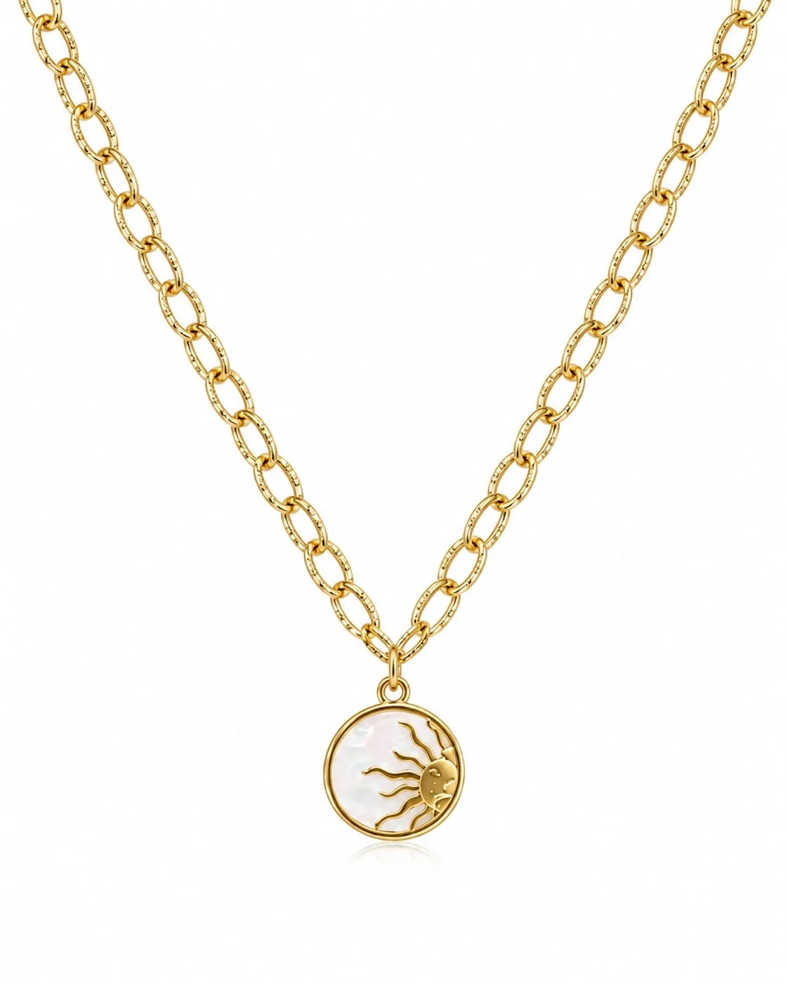 Collar dije sol dorado en acero inoxidable