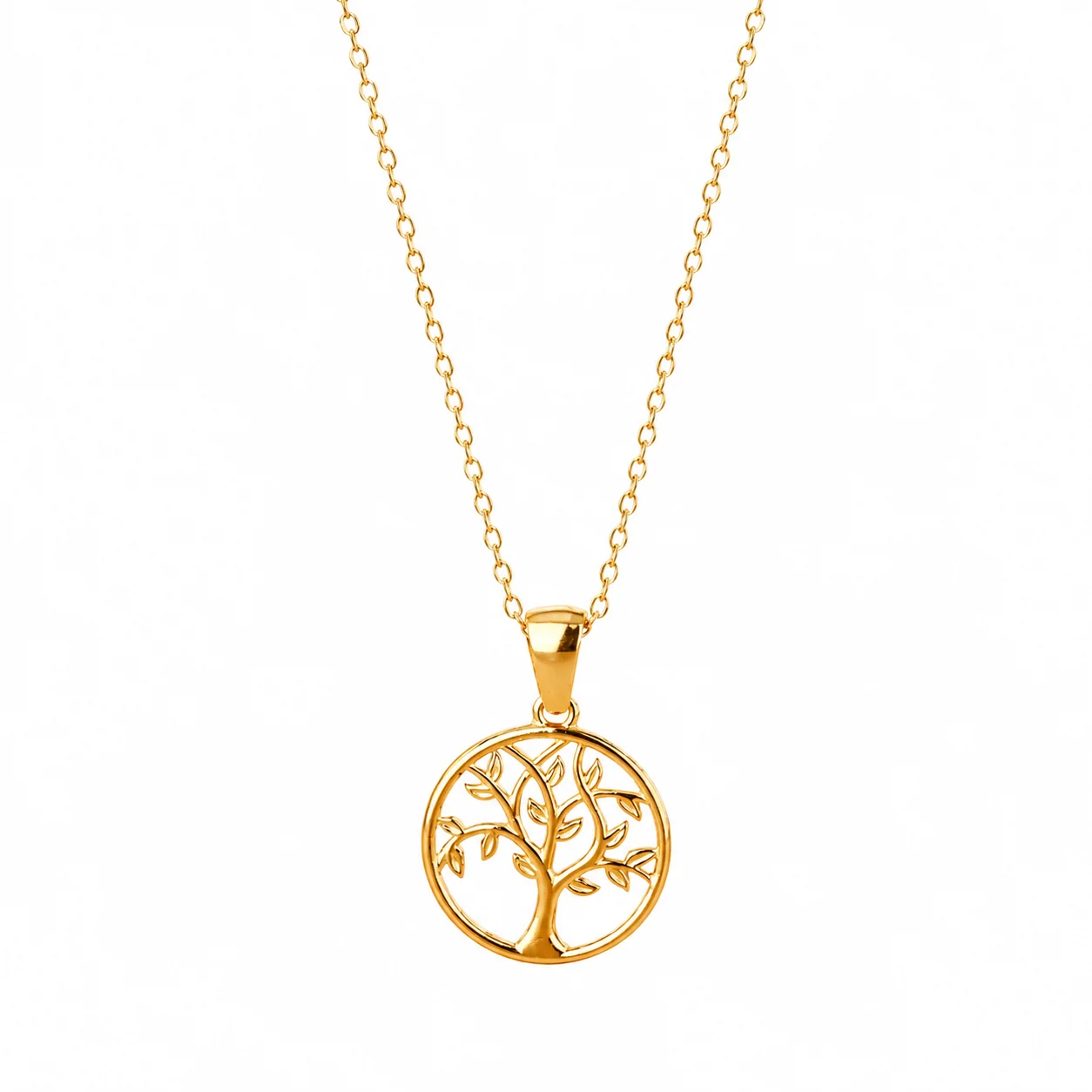Collar árbol de la vida dorado en acero inoxidable