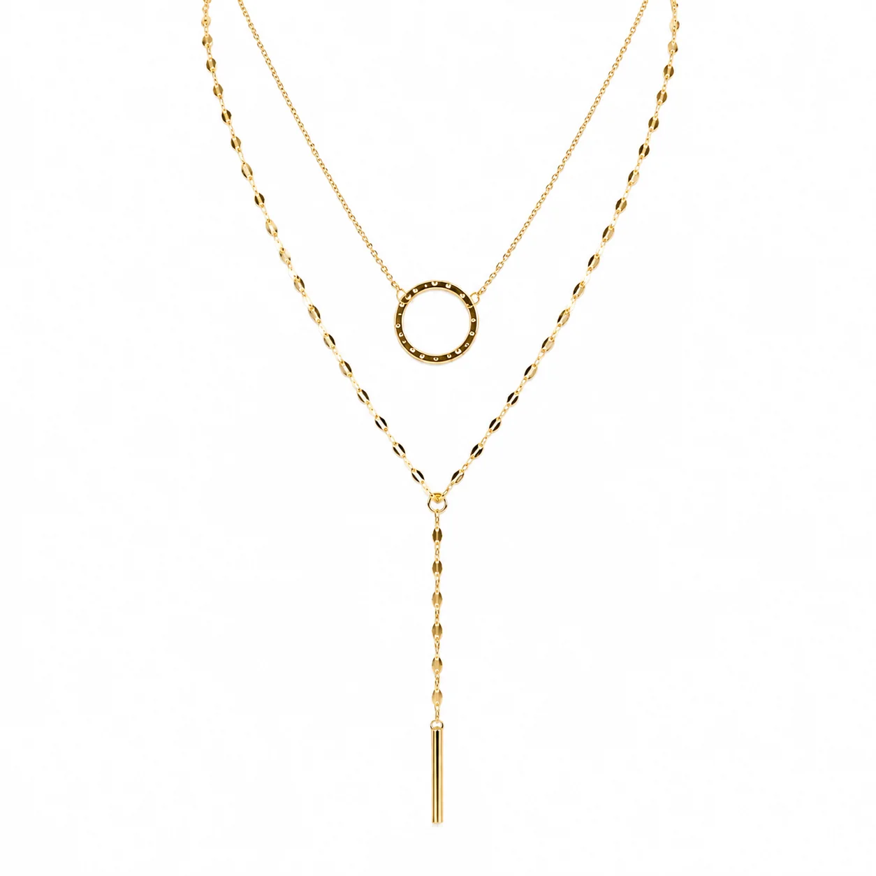 Collar lariat dorado en acero inoxidable
