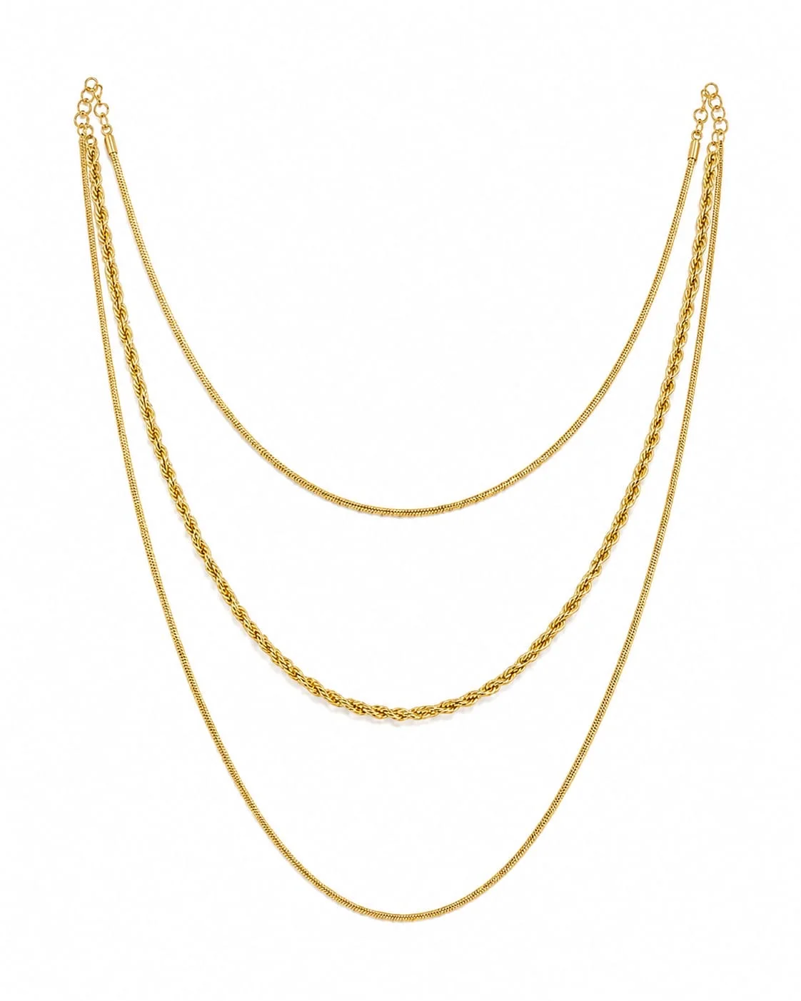 Collar cadena geométrica 3in1 en acero inoxidable