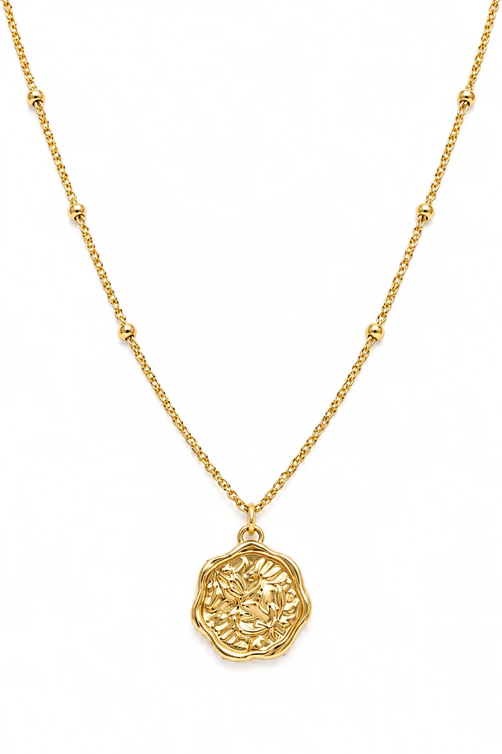 Collar medalla dorada en acero inoxidable