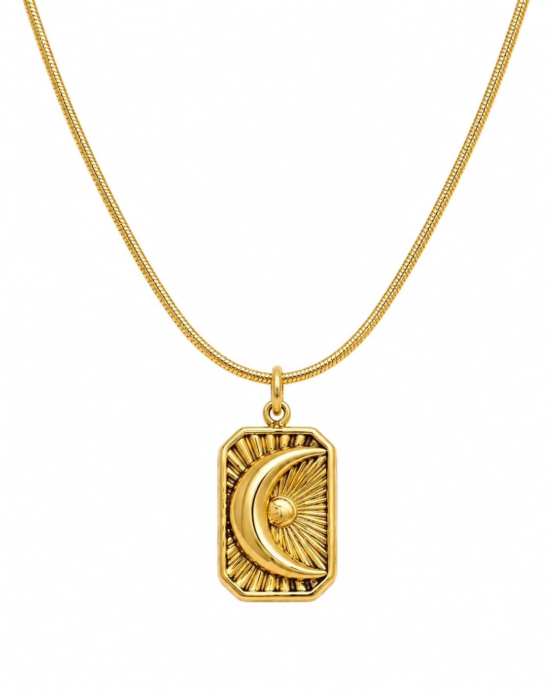 Collar placa luna 05 en acero inoxidable