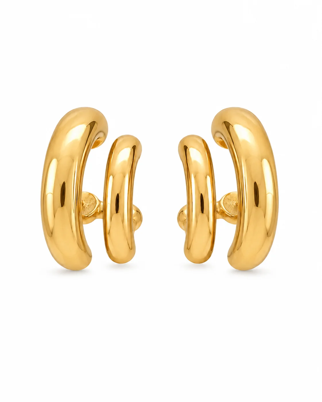 arete en forma de c doble dorado