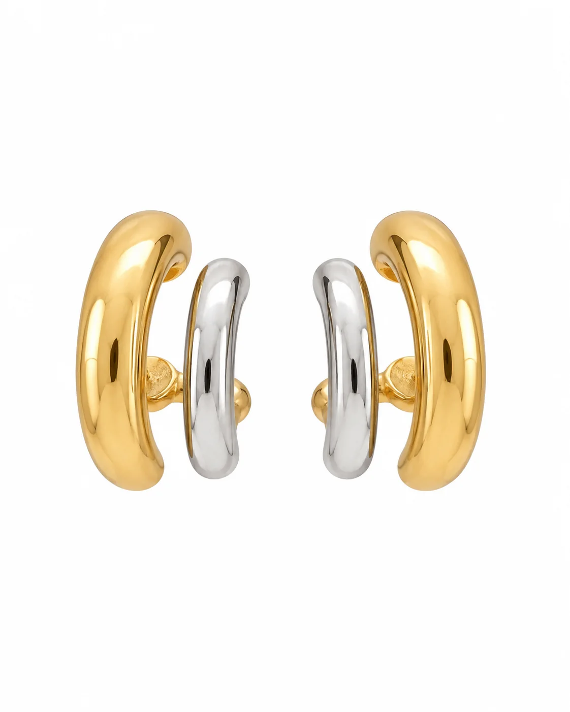 arete con forma de c doble bicolor