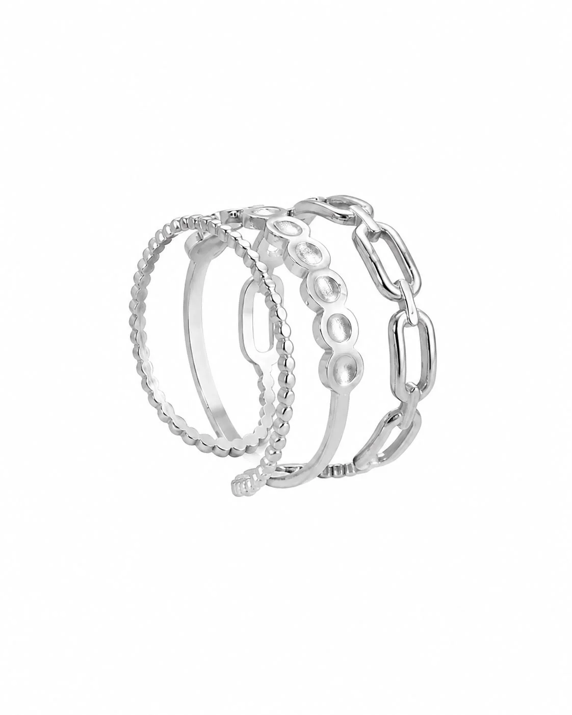 anillo triple plateado
