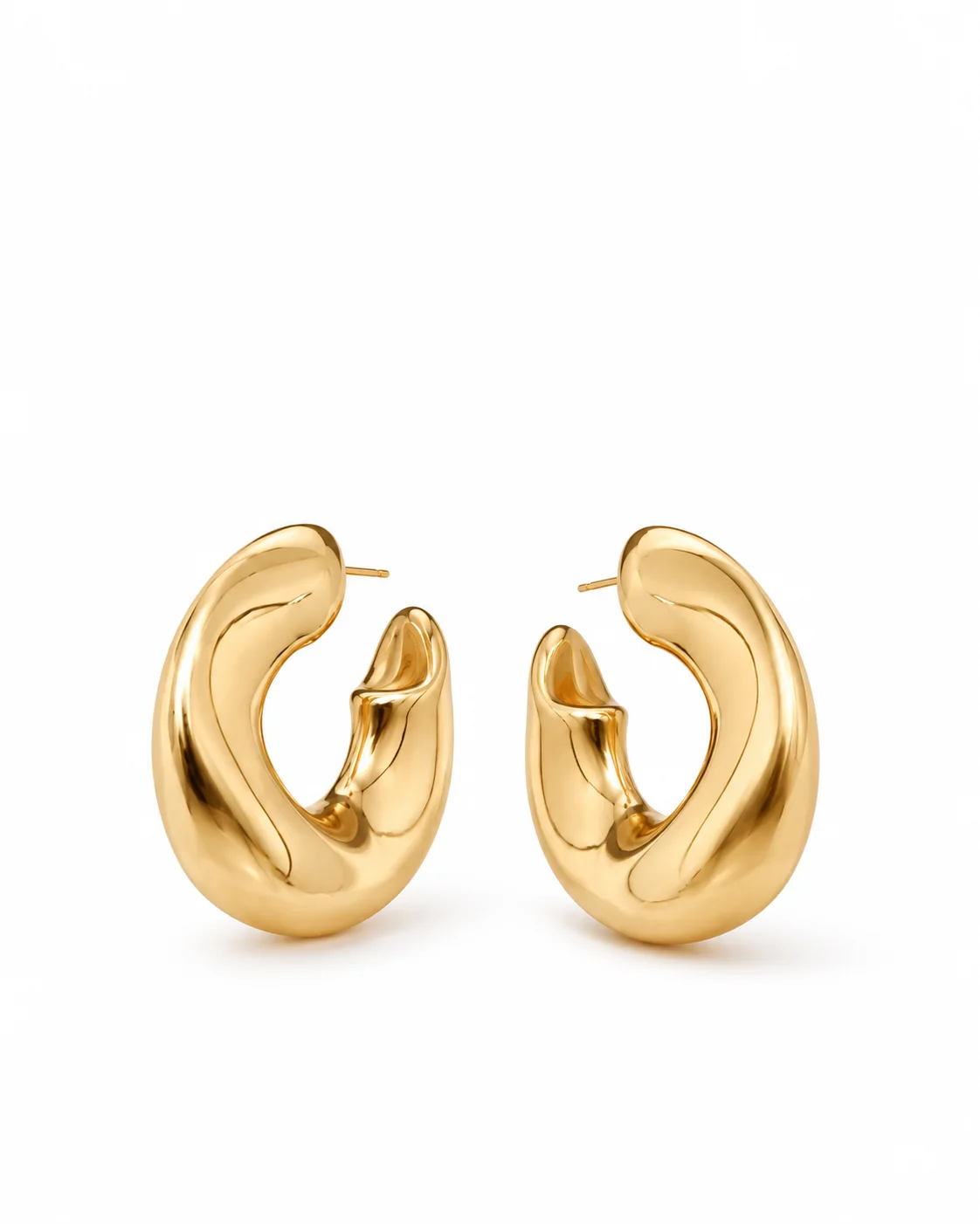 Aretes aro grueso dorados en acero inoxidable