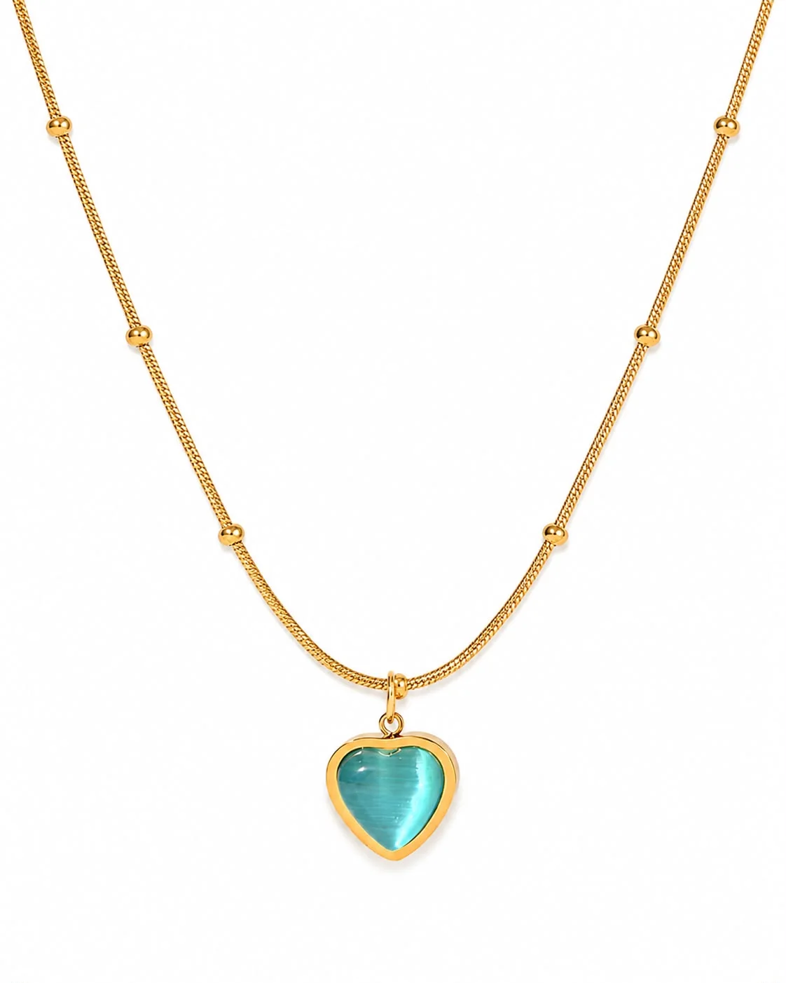 collar de corazon celeste
