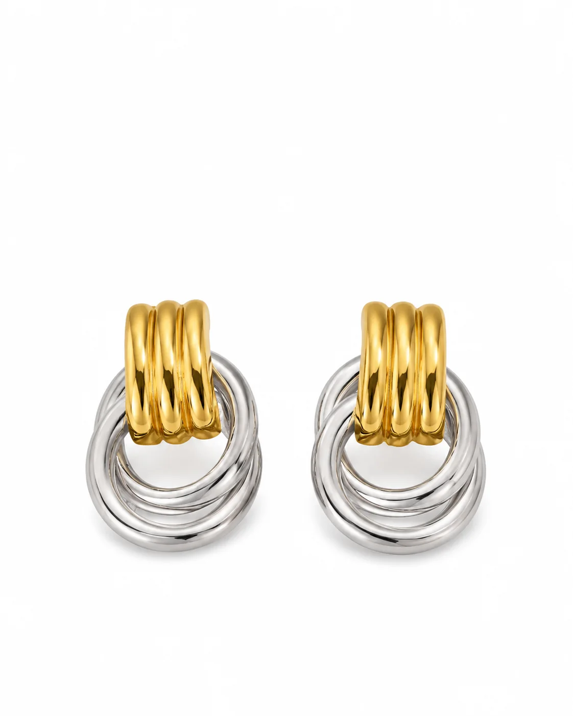 aretes redondos bicolor