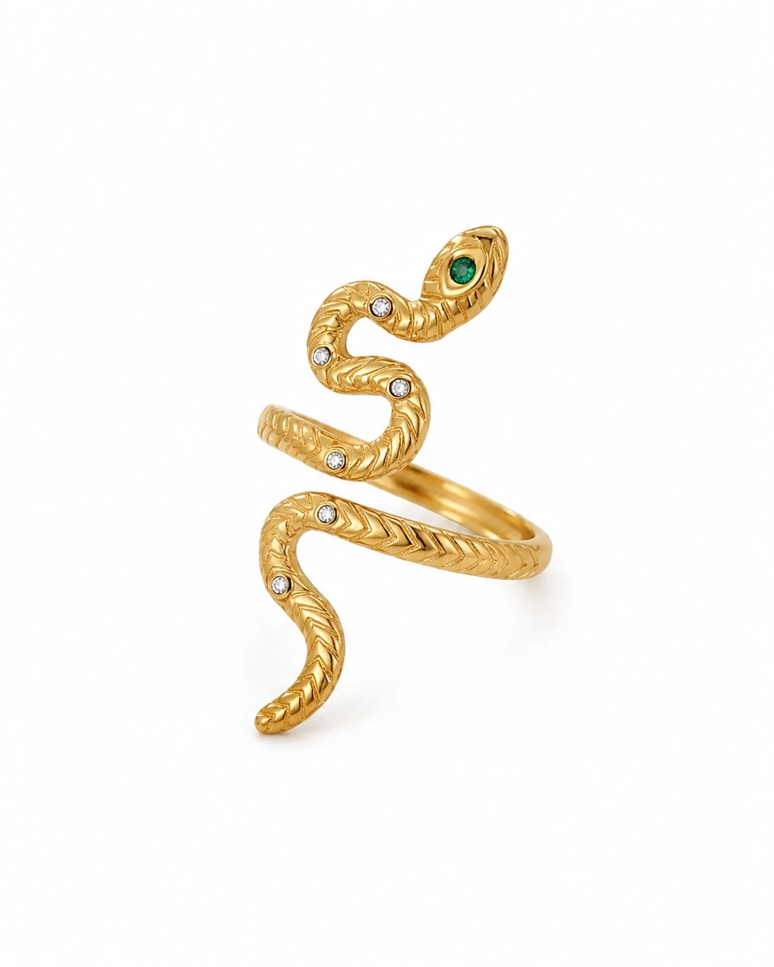 Anillo de serpiente ojo verde