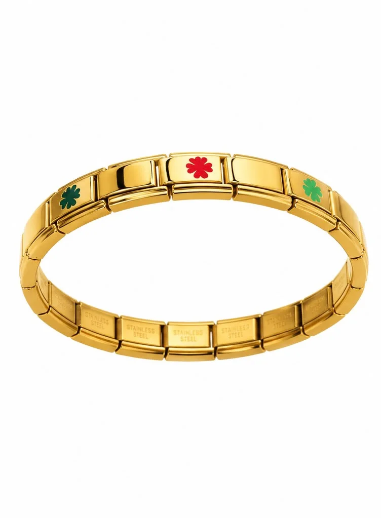 Pulsera dorada trebol de la suerte