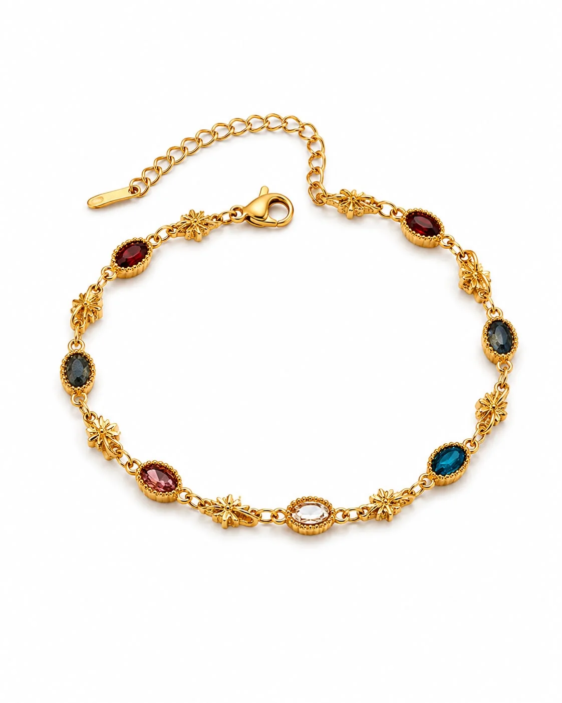 Pulsera dorada piedras Multicolor