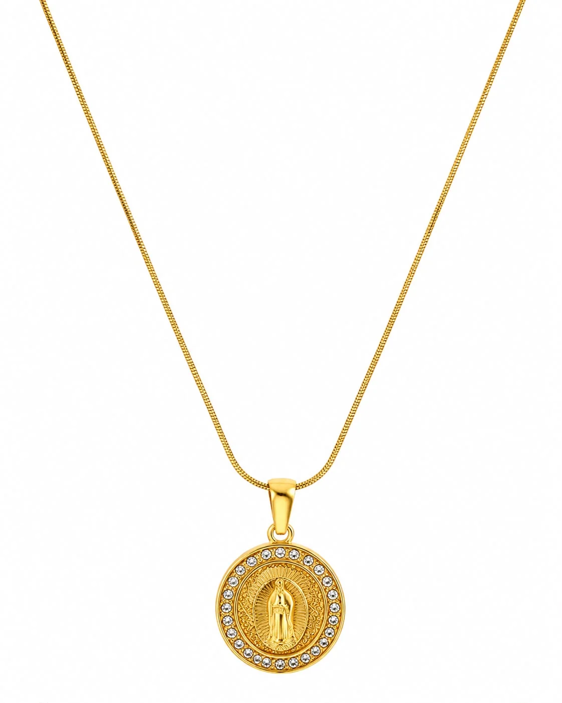 Collar medalla virgen dorado