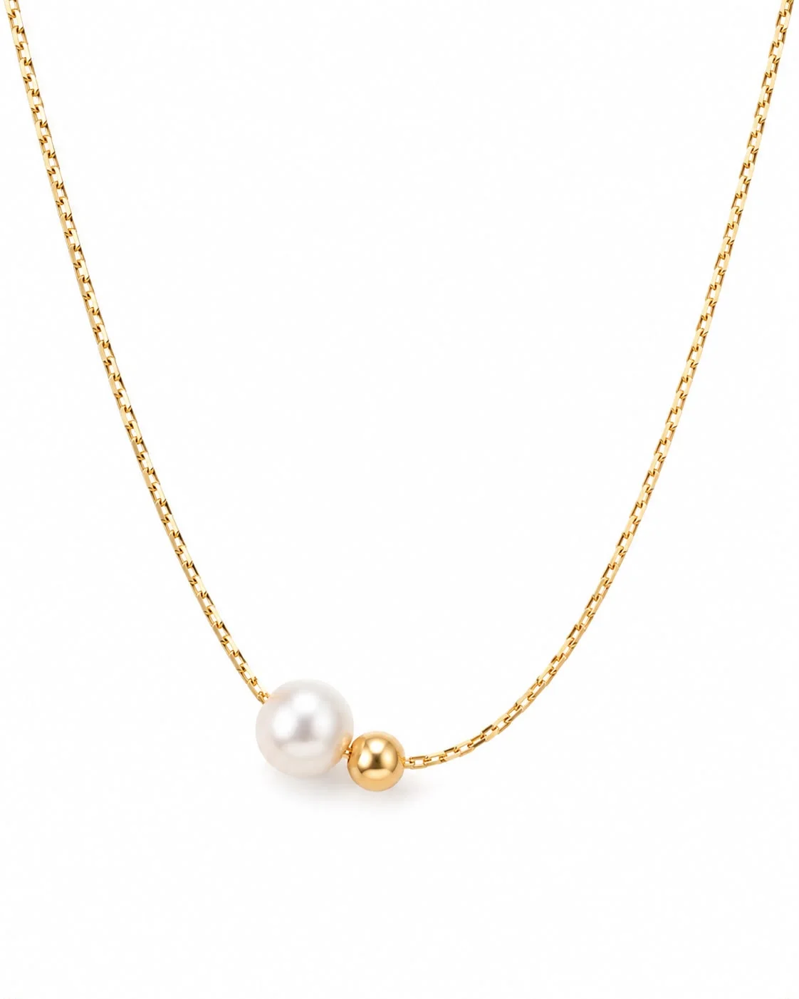 Collar perla minimalista dorado