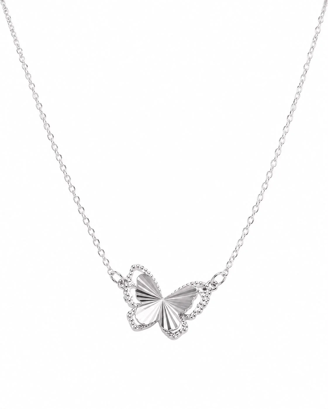 Collar de mariposa plateado