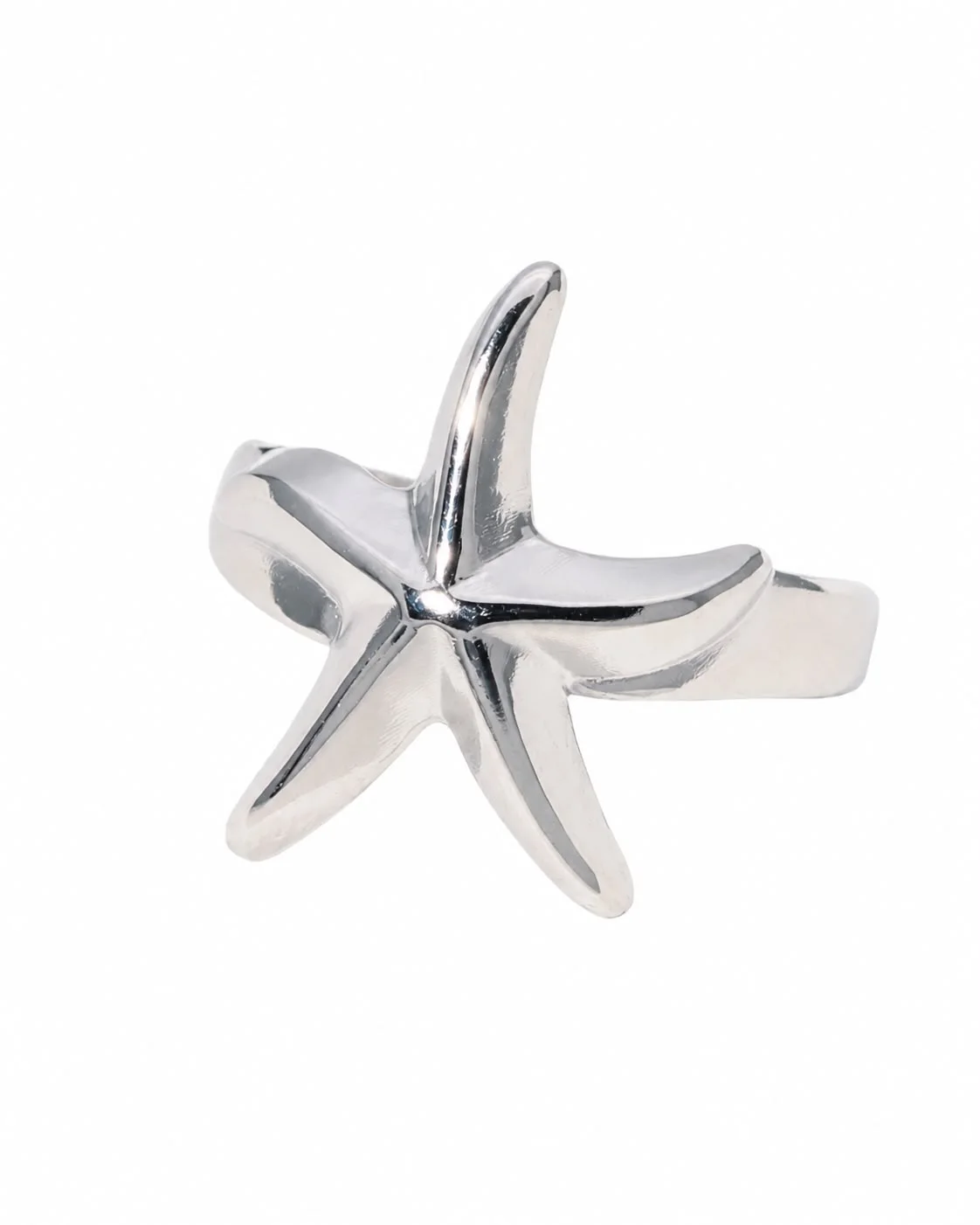 Anillo estrella de mar plateado