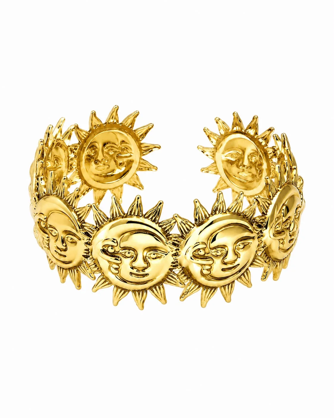 Brazalete luna y sol dorado