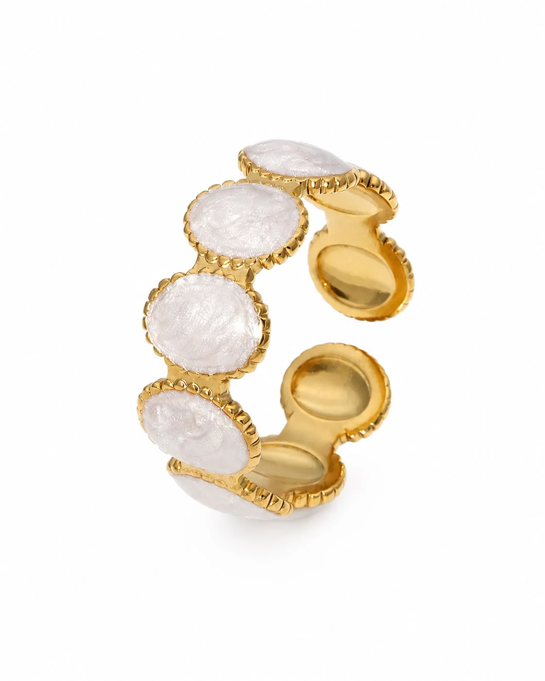Anillo aura blanco perlado