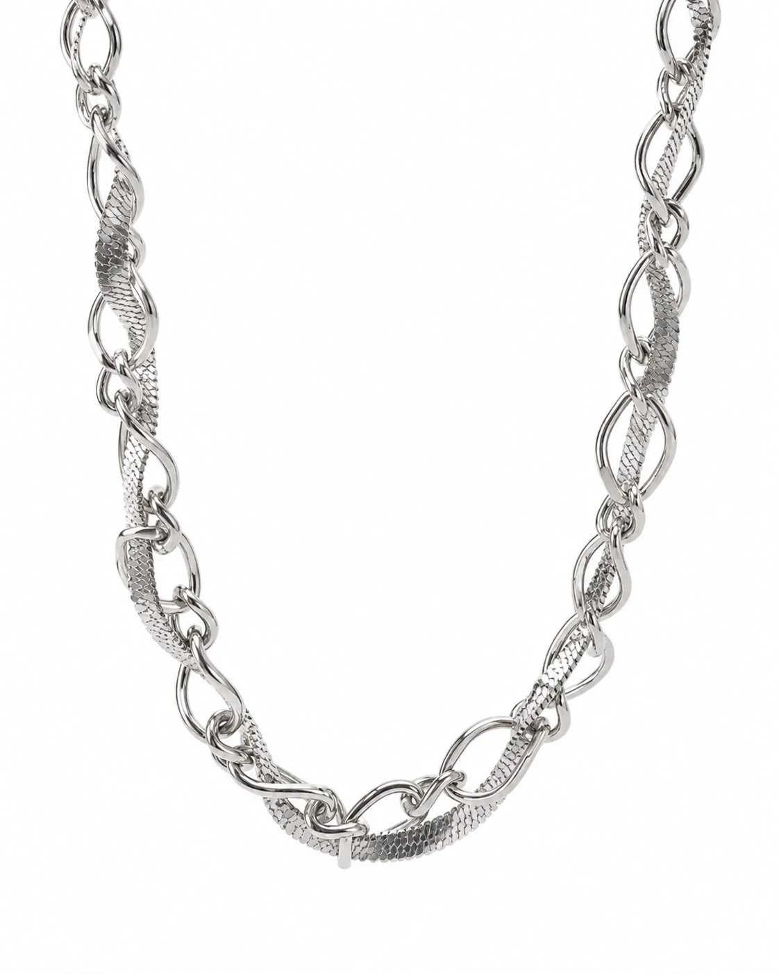 Collar eslabon plata texturizado