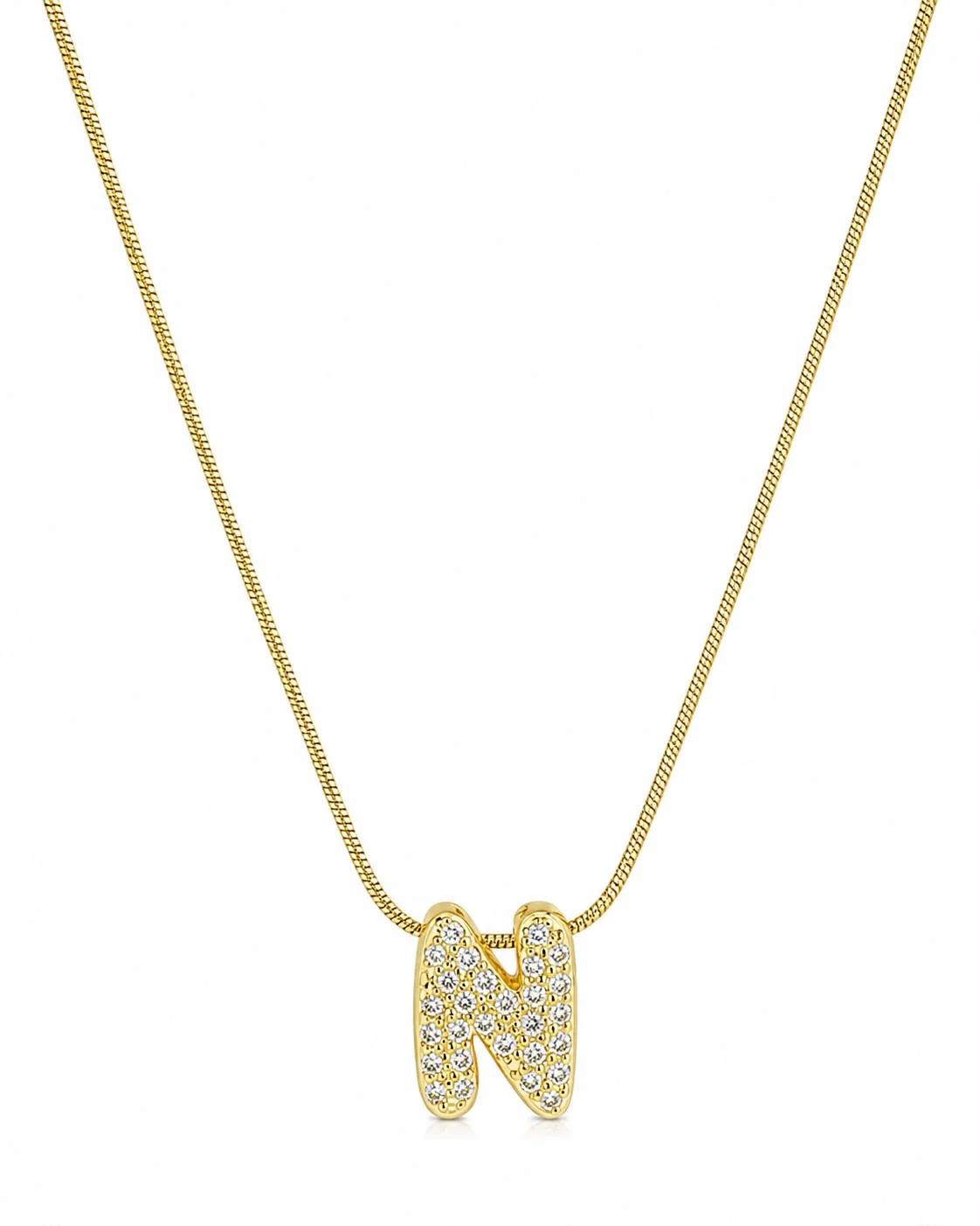 Collar con inicial N brillante