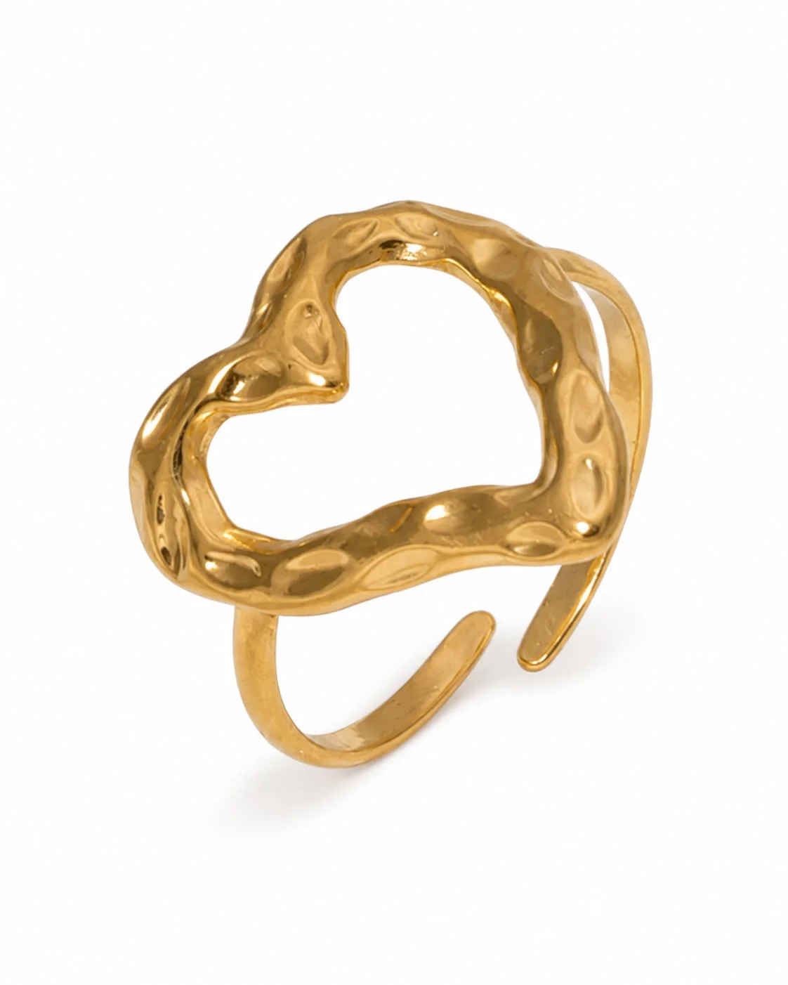 Anillo geometrico dorado de corazon