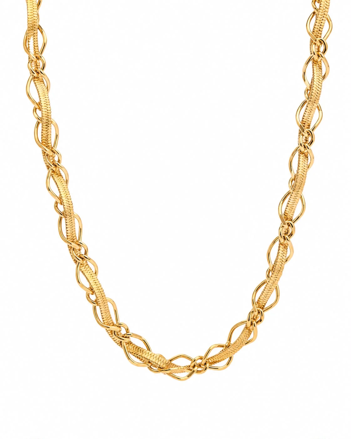Collar Eslabon dorado texturizado