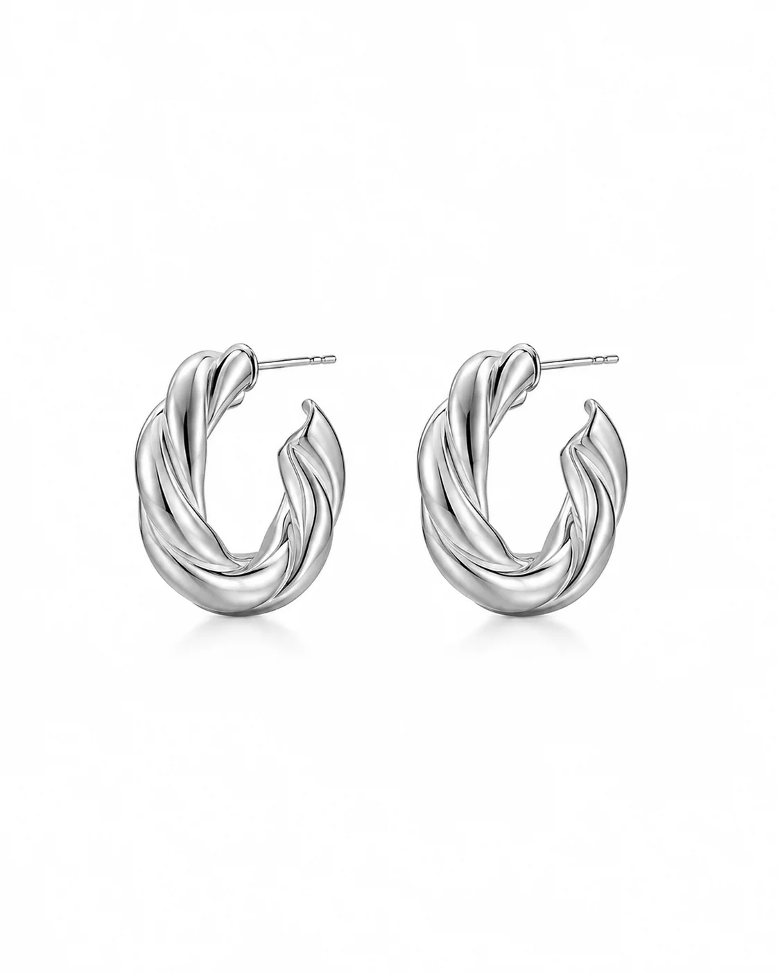 Arete aro trenzado plateado
