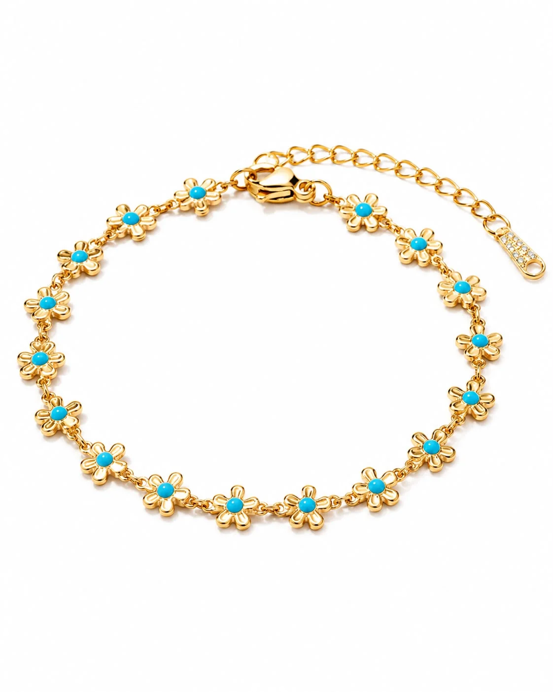 Pulsera de flores turquesa