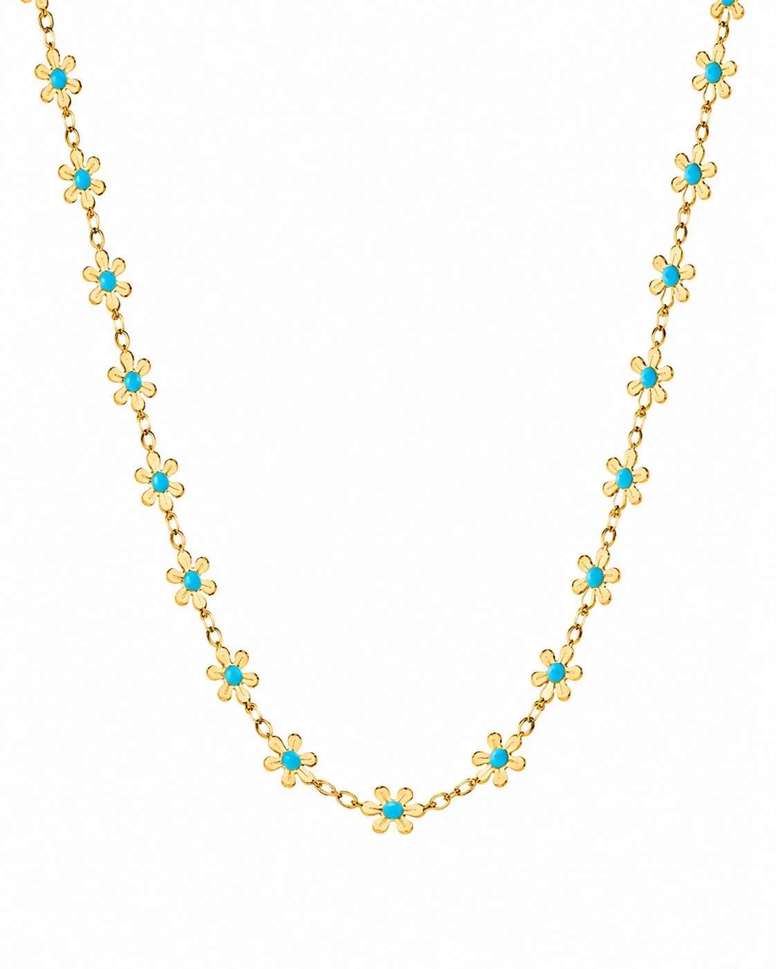 Collar de flores turquesas