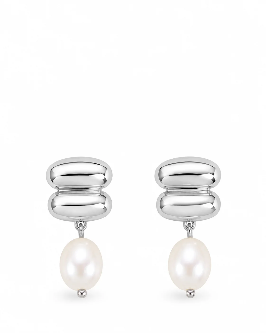 Aretes plateado con perla