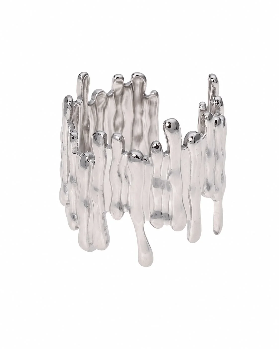 Anillo texturizado ajustable plateado