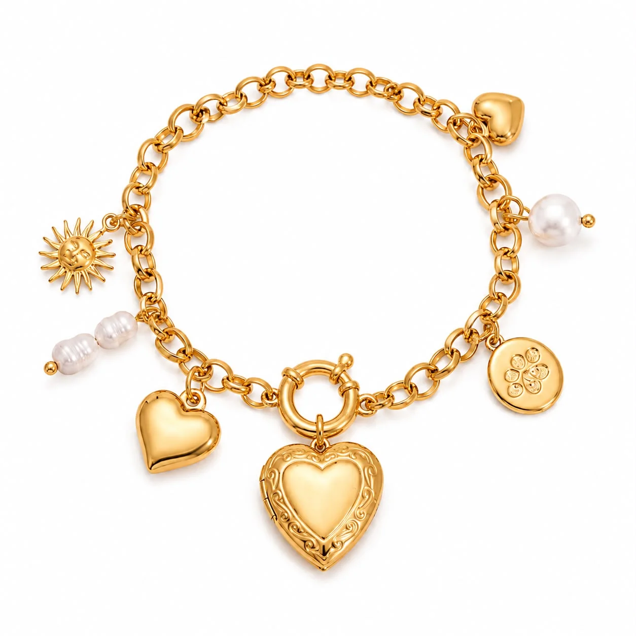 Pulsera corazon secreto dorado