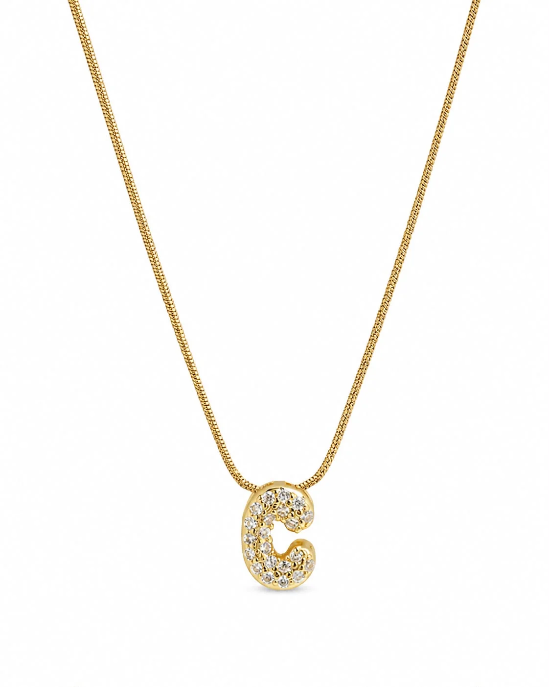 Collar de incial C brillante dorante
